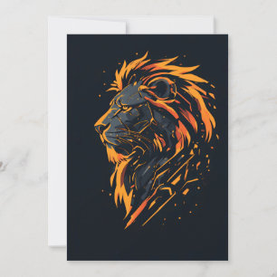 Cyberpunk-Mecha-Neon-Gold-Gamingposter Löwe Einladung