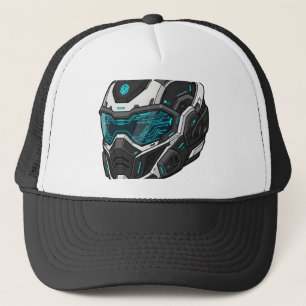 Cyberpunk-Mecha-Pilot-Sci-Fi-Gamer-Grafik-Hoodie Truckerkappe