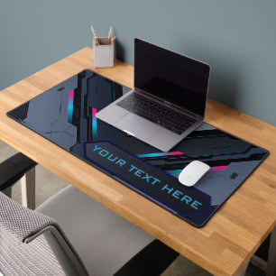 Cyberpunk-Mecha-Rüstung Blau Lila Custom Gaming Schreibtischunterlage