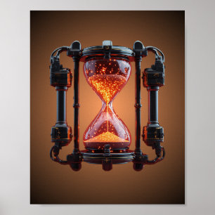 Cyberpunk-Mecha-Stundenglas-Neon-Gaming-Poster Poster
