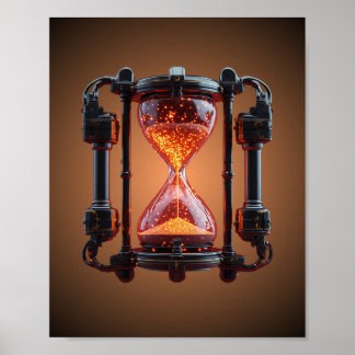 Cyberpunk-Mecha-Stundenglas-Neon-Gaming-Poster Poster