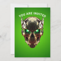 Cyberpunk-Mecha-Totenkopf-Grün-Neon-Gaming-Einladu