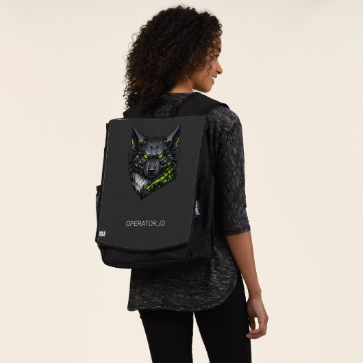 Cyberpunk Mecha Wolf Benutzer-ID Rucksack (Ausgewaschen)