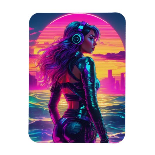 Cyberpunk Mermaid Flexible Foto Magnet (Vertikal)