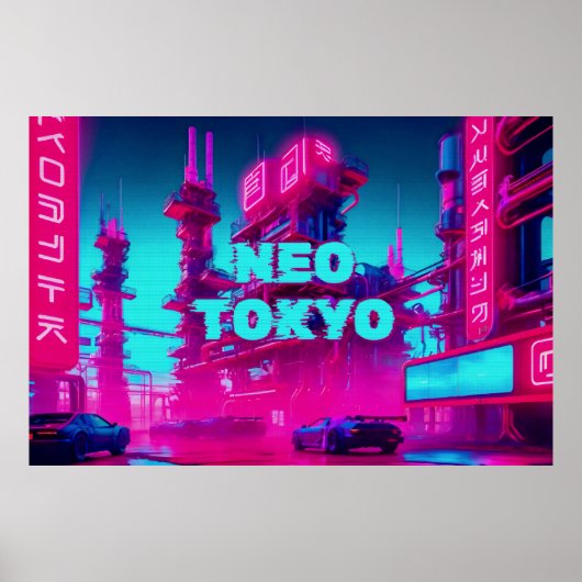 Cyberpunk Neo Tokyo Synthwave Street Sci-Fi Poster (Vorne)
