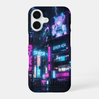 Cyberpunk Neon Anime Girl Glitch Phone Case iPhone 16 Hülle