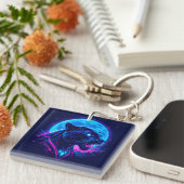 Cyberpunk Neon Black Panther Schlüsselanhänger (Vorderseite rechts)