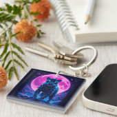 Cyberpunk Neon Black Panther Schlüsselanhänger (Vorderseite rechts)