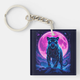 Cyberpunk Neon Black Panther Schlüsselanhänger