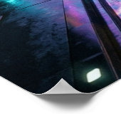 Cyberpunk Neon City Future Road Poster (Ecke)