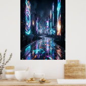 Cyberpunk Neon City Future Road Poster (Küche)