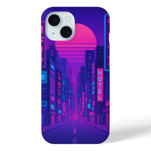 Cyberpunk Neon City iPhone 15 Fall - Vaporwave Sty