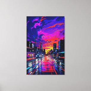 Cyberpunk Neon Cityscape Leinwanddruck