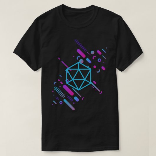 Cyberpunk Neon D20 Dice Tabletop RPG T-Shirt (Design vorne)