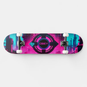 Cyberpunk Neon Gehorche Streetwear Sci-Fi Stadt Skateboard
