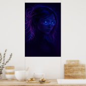 Cyberpunk Neon Girl Portrait – Futuristic Sci-Fi Poster (Küche)