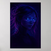 Cyberpunk Neon Girl Portrait – Futuristic Sci-Fi Poster (Vorne)