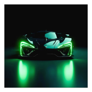 Cyberpunk Neon-Grün-Supercar - Moderne Kinematogra Fotodruck