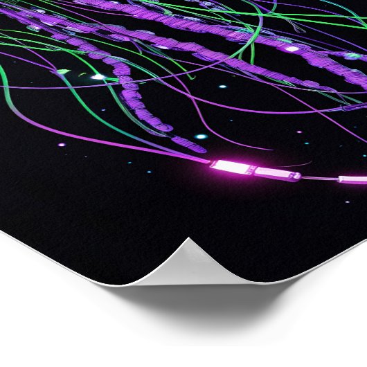 Cyberpunk Neon Jellyfish art Poster (Ecke)