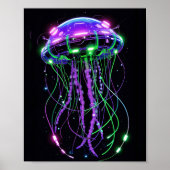 Cyberpunk Neon Jellyfish art Poster (Vorne)