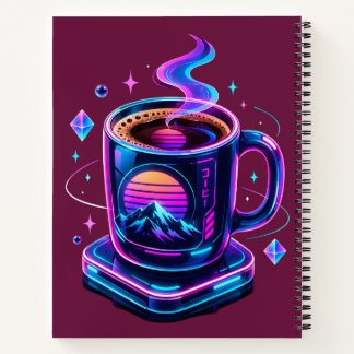 Cyberpunk-Neon-Kaffeetasse-Ästhetik-Hardcover-Noti Notizblock