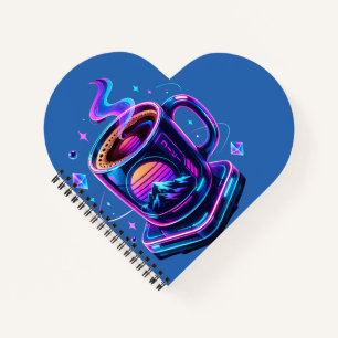 Cyberpunk-Neon-Kaffeetasse-Ästhetik-Hardcover-Noti Notizblock