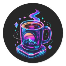 Cyberpunk-Neon-Kaffeetassen-Ästhetik-Rundum-Aufkle