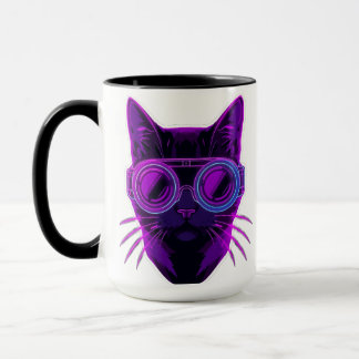Cyberpunk-Neon-Katzen-Kaffeetasse - futuristisches Tasse