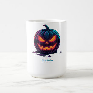 Cyberpunk Neon-Kürbis Halloween Kaffeetasse