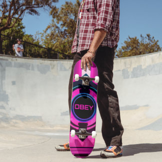 Cyberpunk Neon Obey Streetwear Sci-Fi City Skateboard