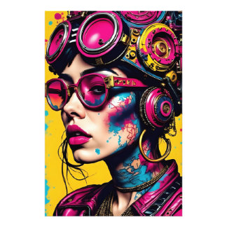 Cyberpunk Neon Rebel - Futuristische Streetwear Ar Fotodruck