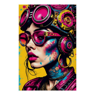 Cyberpunk Neon Rebel - Futuristische Streetwear Ar Poster