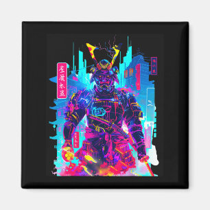 Cyberpunk-Neon-Samurai-Japanische Kunst Magnet