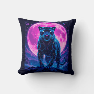 Cyberpunk Neon Schwarzer Panther Kissen