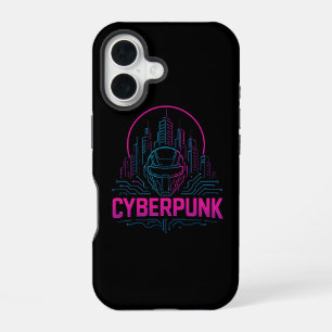 Cyberpunk-Neon-Stadt-Logo – futuristische Tech-Äst iPhone 16 Hülle