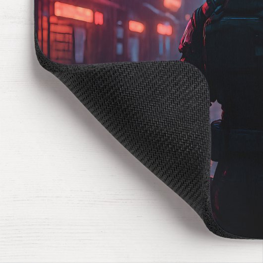 Cyberpunk Neon Warrior Mousepad - Futuristic Sci-F (Ecke)