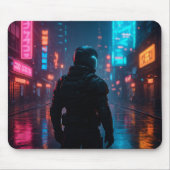 Cyberpunk Neon Warrior Mousepad - Futuristic Sci-F (Vorne)
