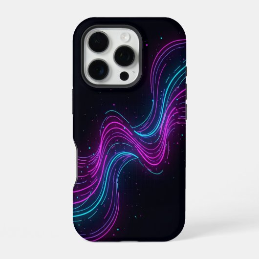 ​Cyberpunk Neon Wave Glitch Gaming Phone Case - Ab iPhone Hülle (Rückseite)