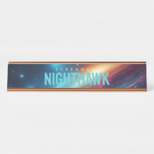 Cyberpunk-Neon-Weltraum-Fluid-Abstrakt-Galaxie-Nam Schreibtischnamensplakette