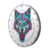 Cyberpunk-Neon-Wolf - Synthwave-Roboter-Tier Dartscheibe (Vorderseite rechts)