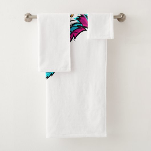 Cyberpunk Neon Wolf - Synthwave Robotic Animal Badhandtuch Set (Insitu)