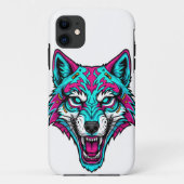 Cyberpunk Neon Wolf - Synthwave Robotic Animal Case-Mate iPhone Hülle (Rückseite)