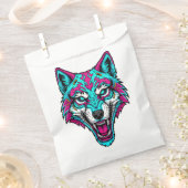 Cyberpunk Neon Wolf - Synthwave Robotic Animal Geschenktütchen (Ausgeschnitten)