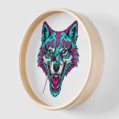 Cyberpunk Neon Wolf - Synthwave Robotic Animal Uhr (Winkel)