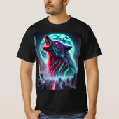 Cyberpunk Neon Wolf T - Shirt Design. (Vorderseite)