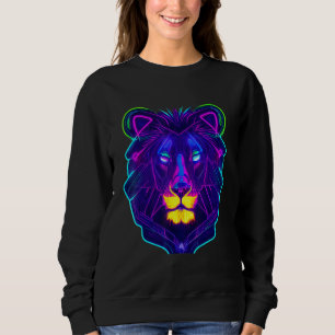 Cyberpunk-Neonlicht Leon Einzigartiger Tierkönig F Sweatshirt