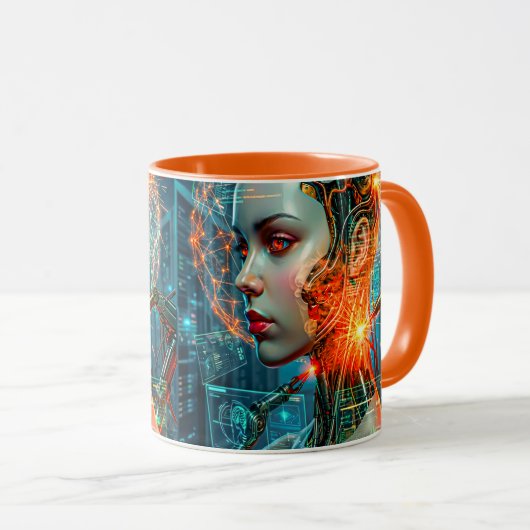 Cyberpunk Neural Nexus Futuristic Cyborg AI Tasse (VorderseiteRechts)