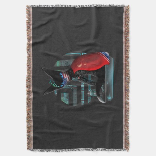 Cyberpunk Ninja Black Cat Decke (Vorderseite Vertikal)