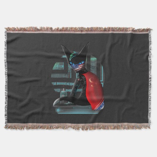 Cyberpunk Ninja Black Cat Decke (Vorderseite)