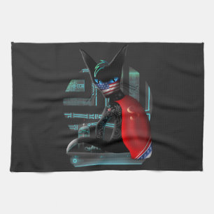 Cyberpunk Ninja Black Cat Geschirrtuch